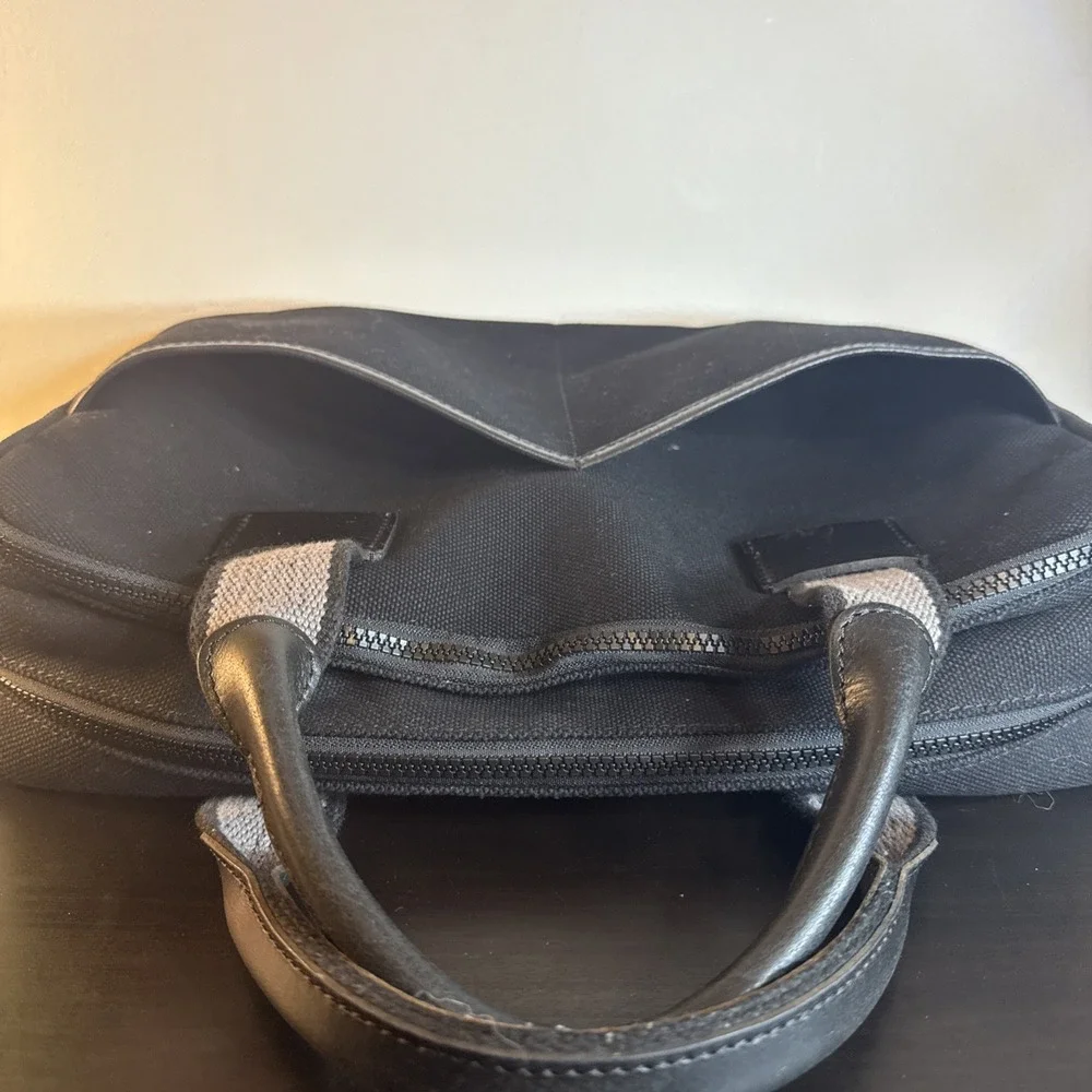 Jack Georges Black Canvas & Leather Zippered Briefcase‎ CV230